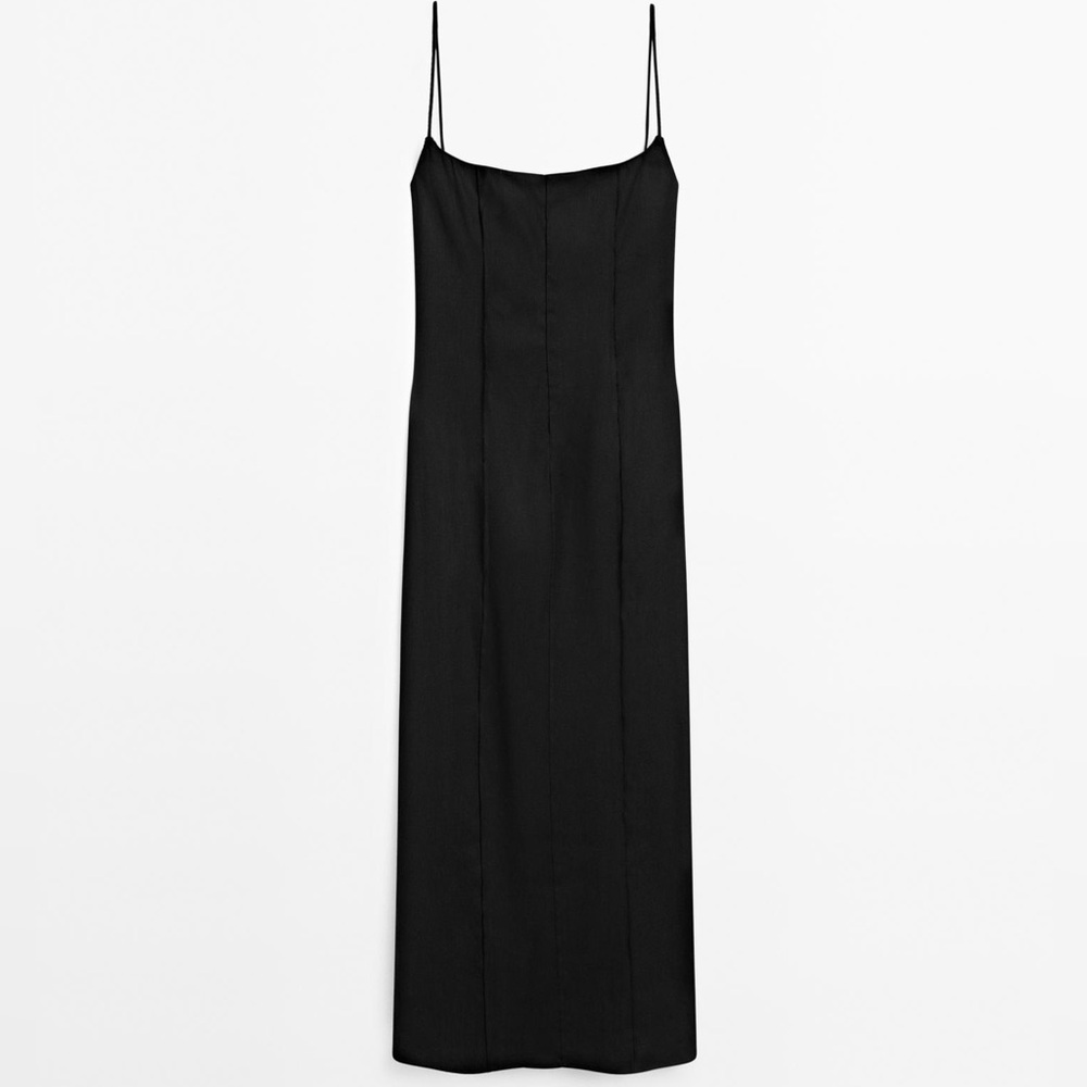 STRAPPY LINEN MIDI DRESS